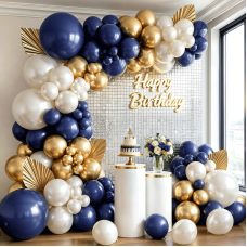 Navy Blue Gold Balloons Arch Kit, Double Stuffed Pearl White Blue Gold Chrome Balloons Garland Kit for Birthday Graduation Father's Day New Year Bridal Shower Wedding Party Decoration Navy Blue Gold Balloons Arch Kit, Double Stuffed Pearl White Blue Gold Chrome Balloons Garland Kit for Birthday Graduation Father's Day New Year Bridal Shower Wedding Party Decoration