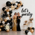 Black And Gold Balloon Arch Kit, Sand White Chrome Gold Confetti Cream Balloons Garland Kit with Exploding Star Foil Balloons for New Year Graduation Retirement Birthday Wedding Party Decorations