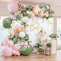 Pink and Green Balloon Arch Kit, Light Pastel Pink Orange Sage Green Sand White Balloons Garland Kit for Wedding Birthday Bridal Shower Bloom Woodland Boho Party Decorations