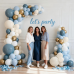 Dusty Blue White Balloon Arch Kit, Light Blue Sand White Chrome Gold Balloons Garland Kit for Bridal Shower Birthday Gender Reveal Wedding Party Decorations