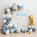 Dusty Blue White Balloon Arch Kit, Light Blue Sand White Chrome Gold Balloons Garland Kit for Bridal Shower Birthday Gender Reveal Wedding Party Decorations