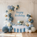 Dusty Blue White Balloon Arch Kit, Light Blue Sand White Chrome Gold Balloons Garland Kit for Bridal Shower Birthday Gender Reveal Wedding Party Decorations