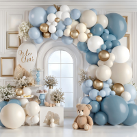 Dusty Blue White Balloon Arch Kit, Light Blue Sand White Chrome Gold Balloons Garland Kit for Bridal Shower Birthday Gender Reveal Wedding Party Decorations