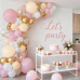 Pink and Gold Balloon Arch Kit,139 Pcs Light pink and White Balloons,Nude and Gold Confetti Balloons for Girl Women Princess Birthday Wedding Party Decorations