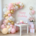 Pink and Gold Balloon Arch Kit,139 Pcs Light pink and White Balloons,Nude and Gold Confetti Balloons for Girl Women Princess Birthday Wedding Party Decorations