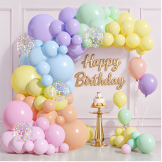 Pastel Balloon Arch Kit, Pastel Rainbow Latex Balloon with Colorful Confetti Party Balloons for Easter Birthday Bridal Shower Wedding Party Decoration