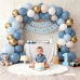 Dusty Blue Balloons,50 Pcs 12In Blue and White Balloons with Light Dusty Blue White Sand Chrome Gold Balloons for Gender Reveal Birthday Graduations Weddings Bridal Shower Party Decorations
