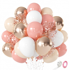 Retro Blush Pink Balloons,50 Pcs 12In Light Dusty Pink White Beige Champagne Gold Balloons for Princess Girls Birthday Bridal Shower Wedding and Valentine's Day Party Decorations
