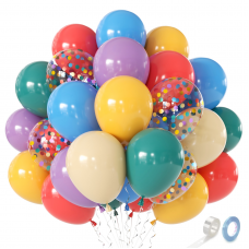 Rainbow Balloons,Light Purple Blue Colorful Balloons Assorted Colors,50pcs 12 inch Orange Slate Blue Mustard Yellow Balloons for Vintage Birthday Easter Party Decorations