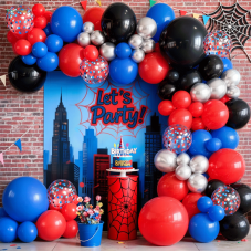 Black Red and Blue Balloon Arch Garland Kit, 129Pcs Red Black Blue Metallic Silver with Red Blue Confetti Balloons for Boys Spider Theme Birthday Graduation Hero Themed Party Decorations Black Red and Blue Balloon Arch Garland Kit, 129Pcs Red Black Blue Metallic Silver with Red Blue Confetti Balloons for Boys Spider Theme Birthday Graduation Hero Themed Party Decorations