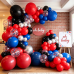 Black Red and Blue Balloon Arch Garland Kit, 129Pcs Red Black Blue Metallic Silver with Red Blue Confetti Balloons for Boys Spider Theme Birthday Graduation Hero Themed Party Decorations