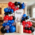 Black Red and Blue Balloon Arch Garland Kit, 129Pcs Red Black Blue Metallic Silver with Red Blue Confetti Balloons for Boys Spider Theme Birthday Graduation Hero Themed Party Decorations
