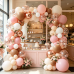 Pink and Brown Balloon Arch Kit, White Sand Rose Gold Confetti, Party | Dusty Retro Blush Pink Brown White Sand Rose Gold Confetti, for Birthday Baby Shower Wedding Bridal Shower Decorations