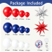 Red White and Blue Balloon Arch Kit, Navy Dark Confetti Star, Party Decor | Red White Blue Balloons, for 4th of July Graduation Patriotic Day Baseball Birthday Party Decorations