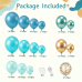 Teal Gold Balloon Arch Kit, Light Teal Blue Turquoise Metallic Green, Party