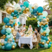 Teal Gold Balloon Arch Kit, Light Teal Blue Turquoise Metallic Green, Party