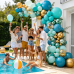 Teal Gold Balloon Arch Kit, Light Teal Blue Turquoise Metallic Green, Party
