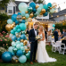 Teal Gold Balloon Arch Kit, Light Teal Blue Turquoise Metallic Green, Party