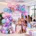Pink Blue Purple Balloons Arch Kit, with Iridescent Explosion Star, Party