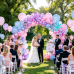 Pink Blue Purple Balloons Arch Kit, with Iridescent Explosion Star, Party